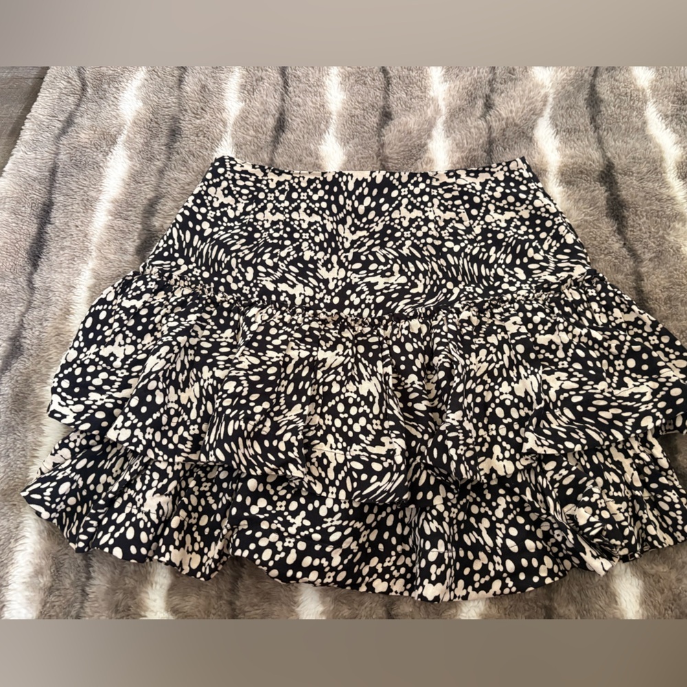 Anthropologie Maeve Tiered Mini Skirt New Size 10 Black White ANTHRO - Picture 10 of 12